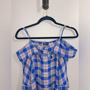 Off the shoulder plaid top